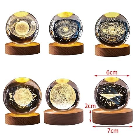 3D Galaxy Crystal Ball Night Light - Bedroom Decor Crystal Lamp
