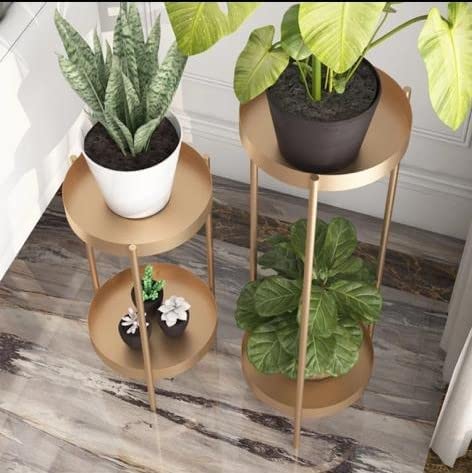 Decorative Planter Pot Plant Flower Stand Set of 2 Metal Flower Stand