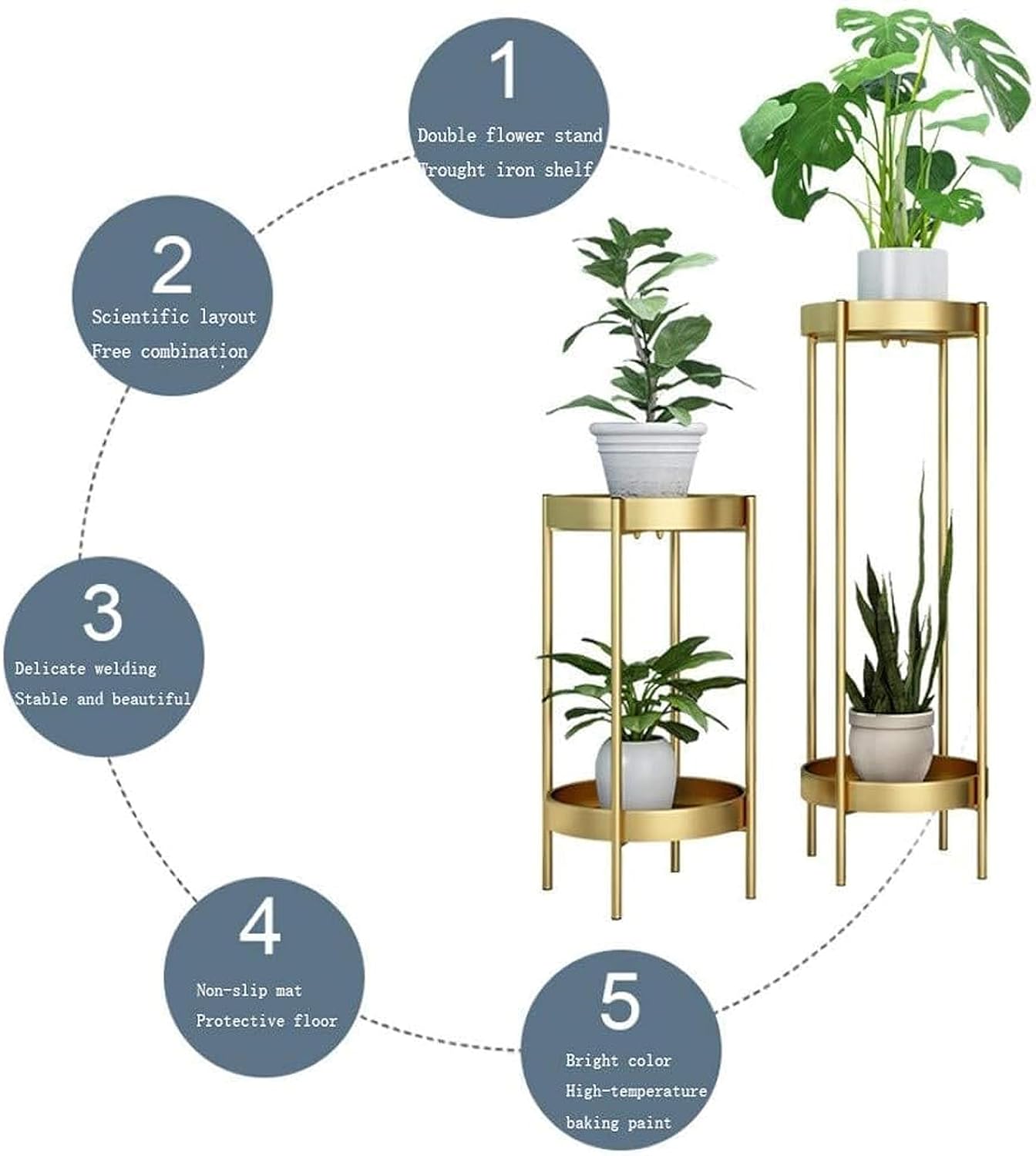 Decorative Planter Pot Plant Flower Stand Set of 2 Metal Flower Stand
