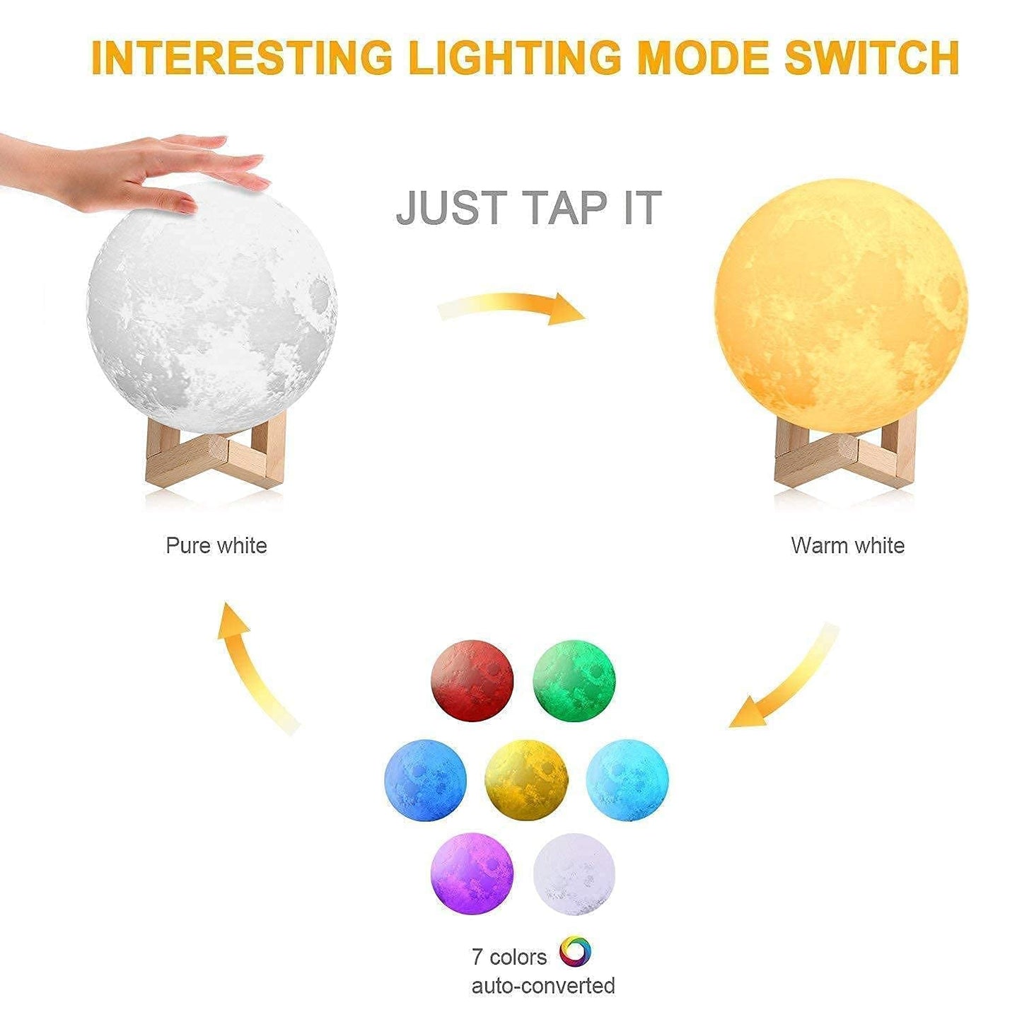 Moon lamp 7 Multi Colors Changing Touch Sensor for Adult and Kids