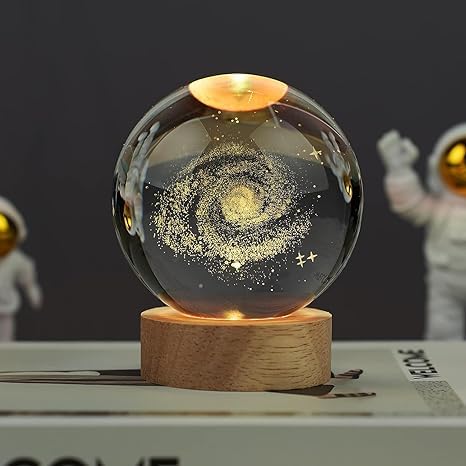 3D Galaxy Crystal Ball Night Light - Bedroom Decor Crystal Lamp