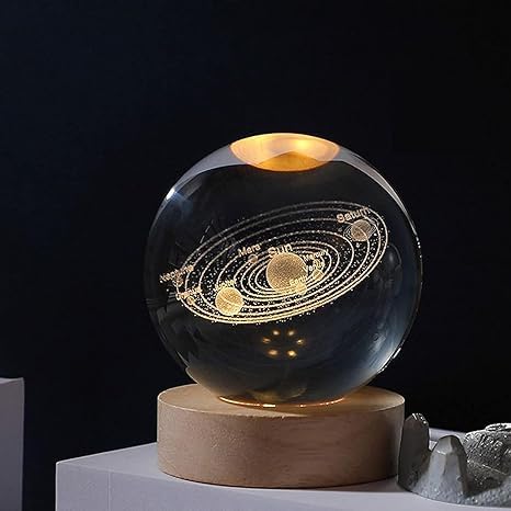 3D Galaxy Crystal Ball Night Light - Bedroom Decor Crystal Lamp