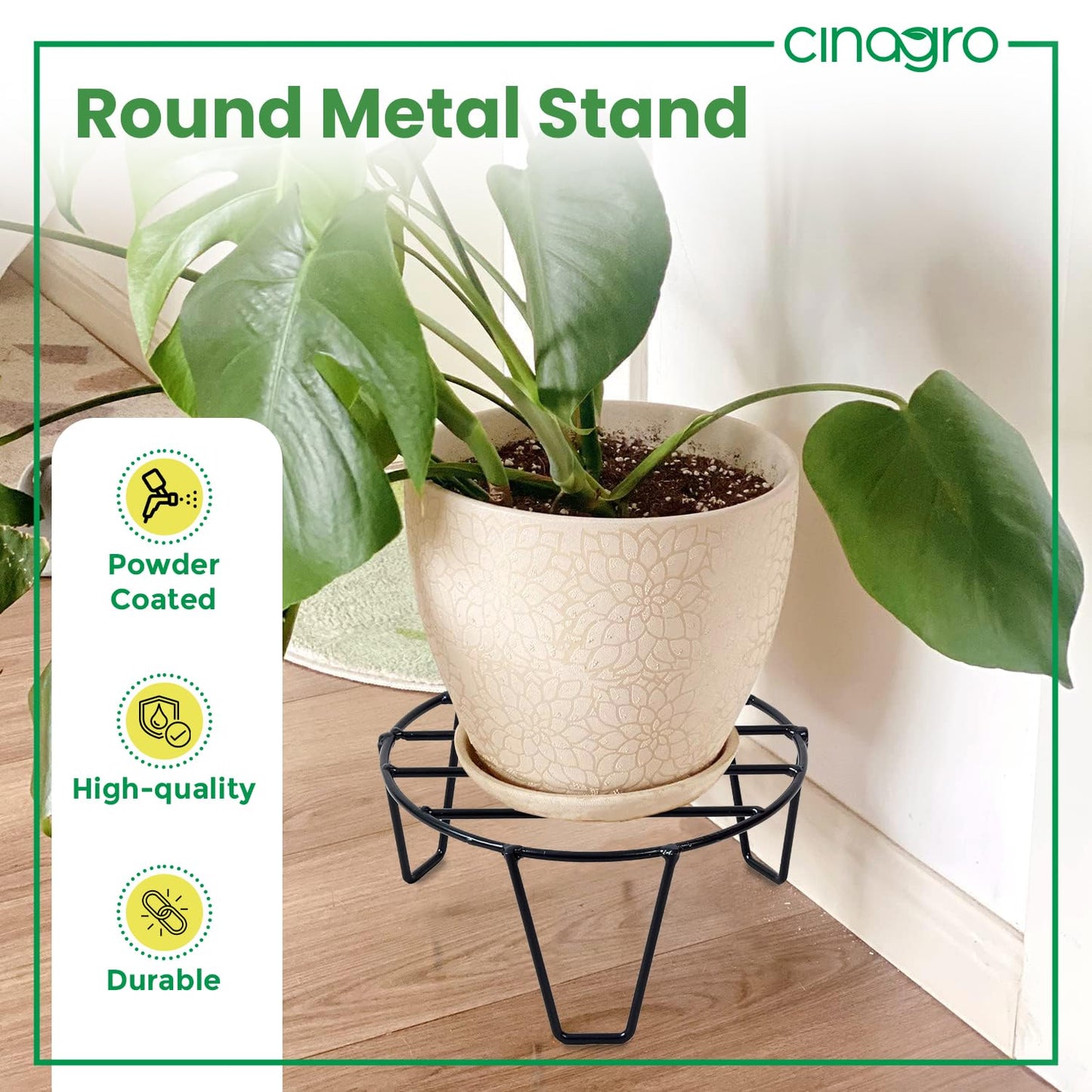 Round Metal Stand (Pack of 5) for Balcony, Home Garden