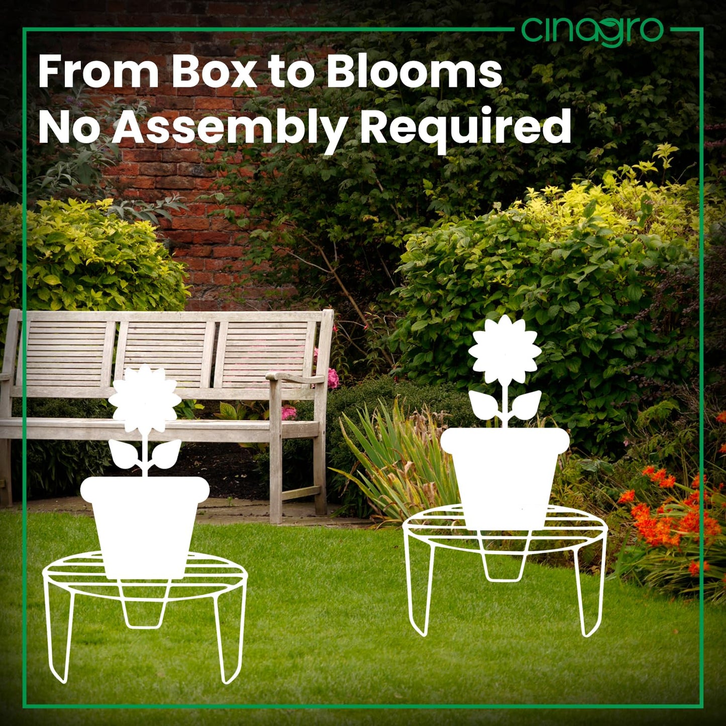 Round Metal Stand (Pack of 5) for Balcony, Home Garden