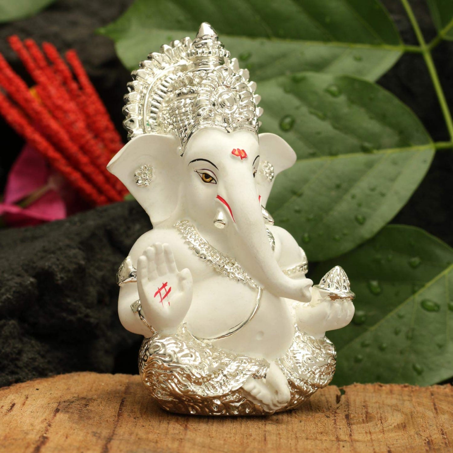 Ganesha Idol Silver Plated Ganesh for Home Decor