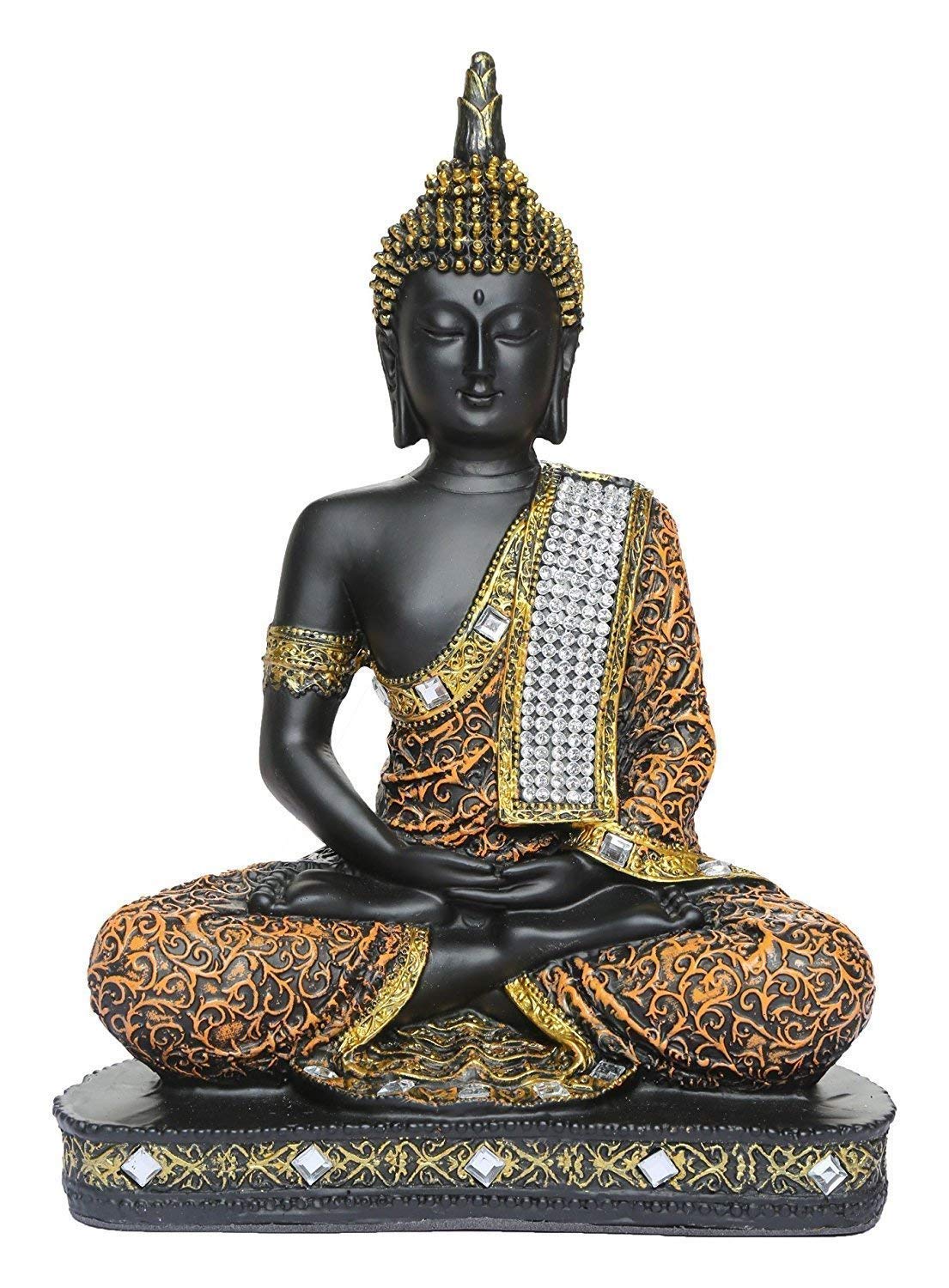 Polyresin Sitting Buddha Idol Statue for Home Decor Gift