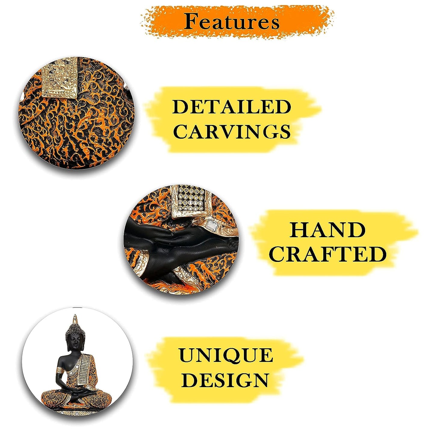 Polyresin Sitting Buddha Idol Statue for Home Decor Gift