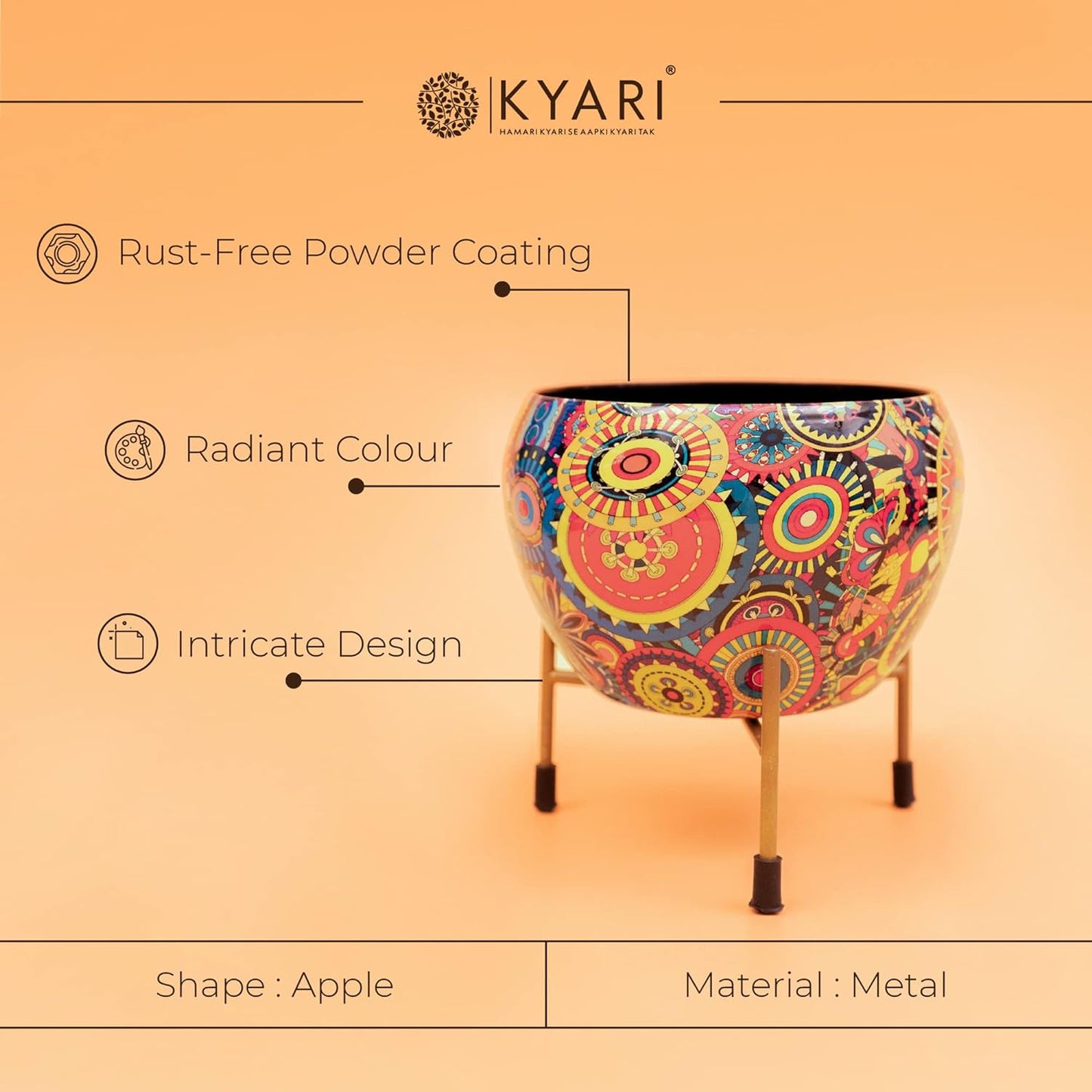 Radiant Multicolour Metal Pot with Stand