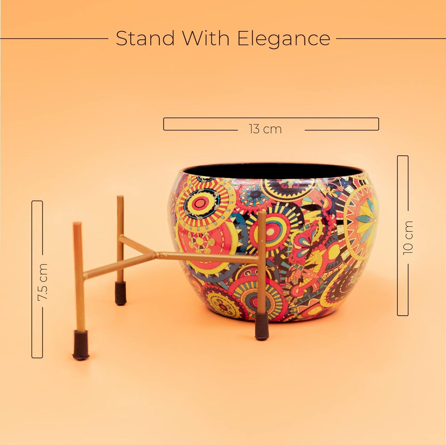 Radiant Multicolour Metal Pot with Stand